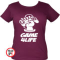 gamer póló game for life női burgundi