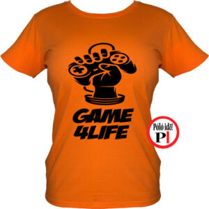 gamer póló game for life női narancs