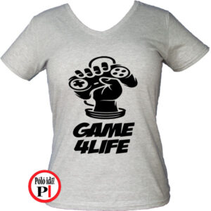 gamer póló game for life női szürke