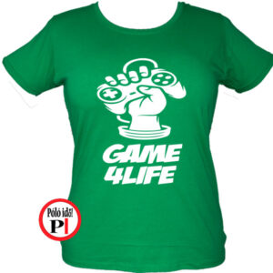 gamer póló game for life női zöld