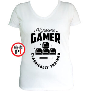 hardcore női gamer póló fehér