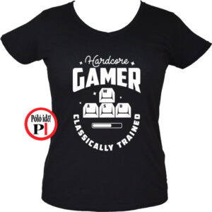 hardcore női gamer póló fekete