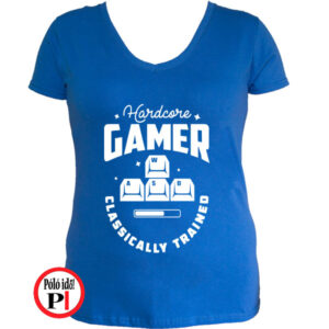 hardcore női gamer póló kék