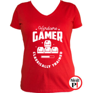 hardcore női gamer póló piros