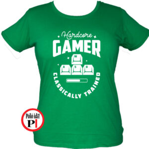 hardcore női gamer póló zöld