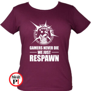 never die női gamer póló burgundi