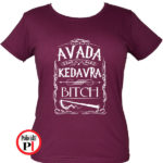 avada kedavra bitch harry potter póló női burgundi