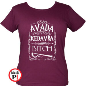 avada kedavra bitch harry potter póló női burgundi