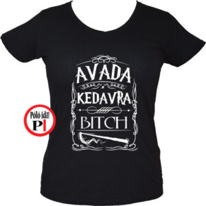avada kedavra bitch harry potter póló női fekete