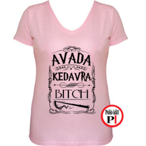 avada kedavra bitch harry potter póló női pink