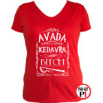 avada kedavra bitch harry potter póló női piros