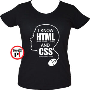 html and css női póló fekete