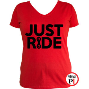 női just ride biciklis póló piros