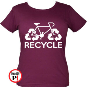 női recycle biciklis póló burgundi