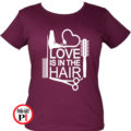 fodrász póló hair love burgundi