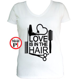 fodrász póló hair love fehér