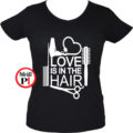 fodrász póló hair love fekete