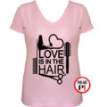 fodrász póló hair love pink