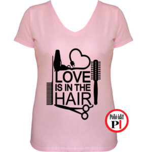 fodrász póló hair love pink