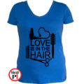fodrász póló hair love kék