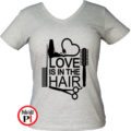 fodrász póló hair love szürke