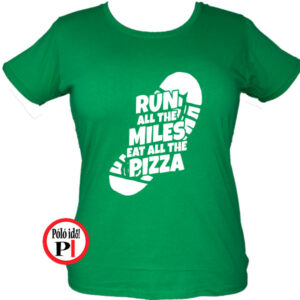 futó póló pizza miles női zöld