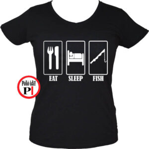 női eat sleep horgász póló fekete