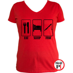 női eat sleep horgász póló piros