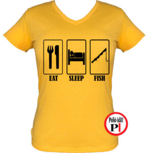 női eat sleep horgász póló citrom