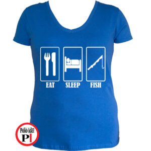 női eat sleep horgász póló kék