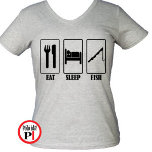 női eat sleep horgász póló szürke