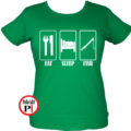 női eat sleep horgász póló zöld