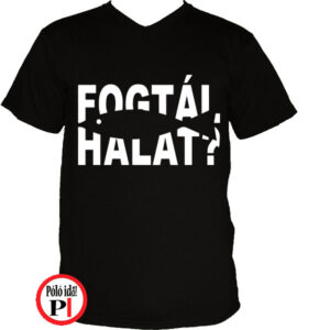 horgász póló fogtál halat fekete