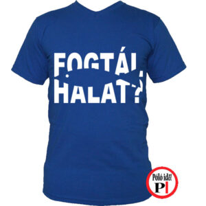 horgász póló fogtál halat kék