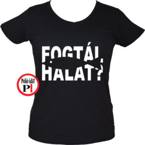 horgász póló fogtál halat női fekete