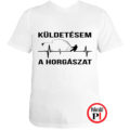horgász póló küldestés fehér