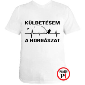 horgász póló küldestés fehér