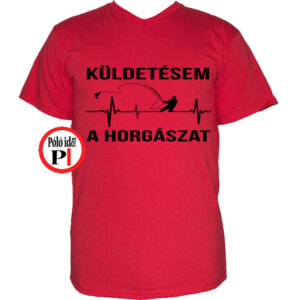 horgász póló küldestés piros