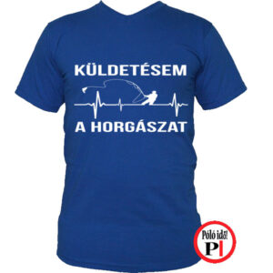 horgász póló küldestés kék