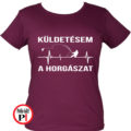horgász póló küldestés női burgundi