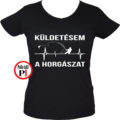 horgász póló küldestés női fekete