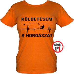 horgász póló küldestés női narancs