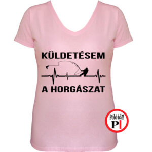 horgász póló küldestés női pink