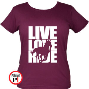 lovas póló live love ride női burgundi