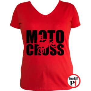 motor póló motocross női piros