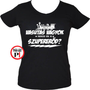 női szuper vasutas póló fekete