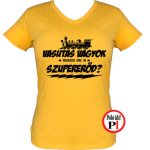 női szuper vasutas póló citrom