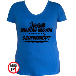 női szuper vasutas póló kék