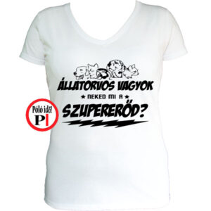 állatorvos póló szupererő női fehér