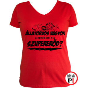 állatorvos póló szupererő női piros